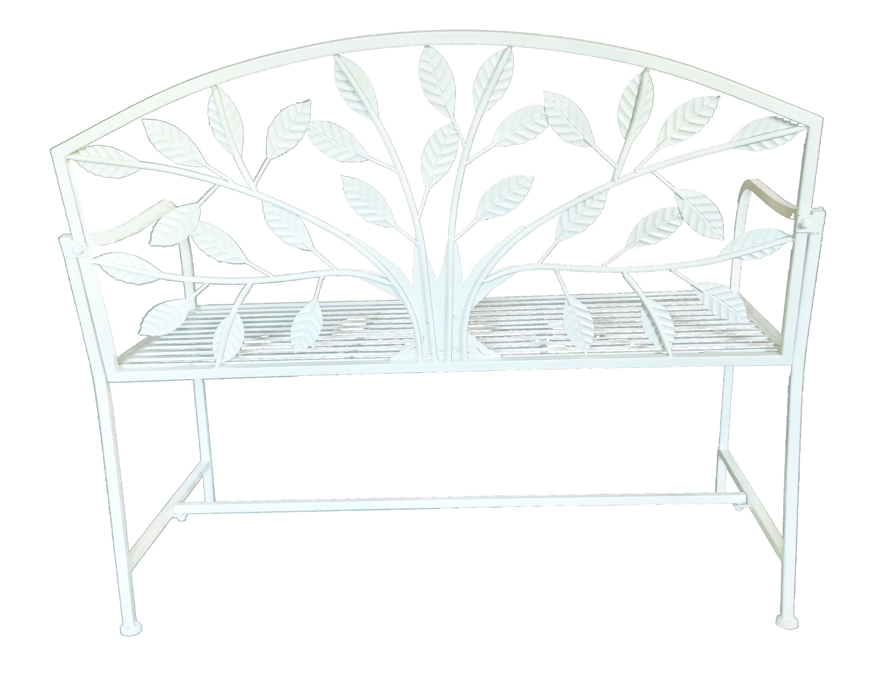 Hi-Line Gift Ltd 78683-CM Metal Garden Bench Tree Pattern-White