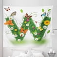 thumbnail image 1 of Letter W Tapestry, Nature Inspired Green Foliage with Wildflowers Various Butterflies Vivid Palette, Fabric Wall Hanging Decor for Bedroom Living Room Dorm, 5 Sizes, Multicolor, by Ambesonne, 1 of 1