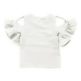 thumbnail image 6 of OGLCCG Toddler Baby Girls Cotton T Shirt Off-Shoulder Ruffle Trim Short Sleeve Basic Tees Top Casual Loose Summer Solid Color Blouse, 6 of 6