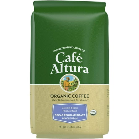 Cafe Altura Whole Bean Organic Coffee, Decaf Regular Roast - Water Process (Packaging May Vary)