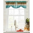 thumbnail image 5 of Tie Up Valance Curtain for Kitchen, Nautical Anchor on Wood Board Rod Pocket Short Curtains Adjustable Tie-Up Shade Valances, Farm Teal Brown Wood Window Treatment for Bathroom Living Room Bedroom, 5 of 7