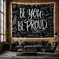 thumbnail image 4 of Be You Be Proud Quote with Hearts Stars Crown and Leaves, Uplifting Line Art for Self Love Fans, Motivational Wall Art, Pride Gift, Tapestry Wall Hanging for Bedroom and Dorm, 4 of 5