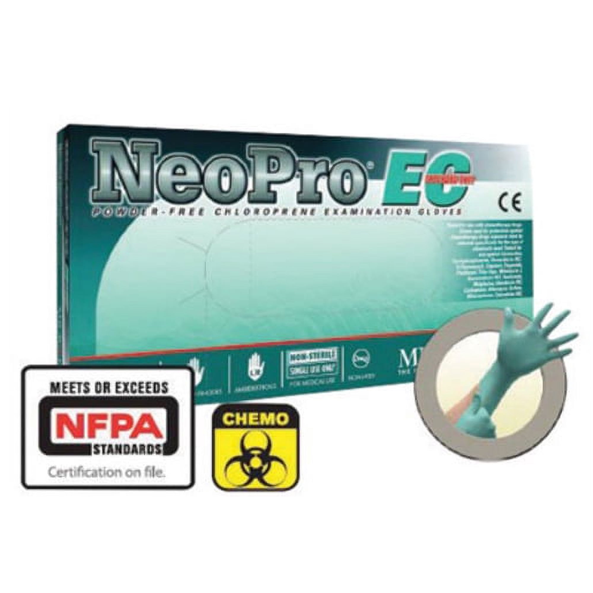 Microflex 2X Green 12'' NeoPro EC 6.3 mil Chloroprene Ambidextrous Non-Sterile Medical Grade Powder-Free Disposable Gloves With Textured Finger Tip Finish, Extended Beaded Cuff And Polymer Coatin