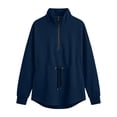 thumbnail image 4 of Bzdzmqm Women Fall Winter Fleece Sweatshirts Long Sleeve Zipper Drawstring Pullover Tops Cozy Warm Basic Solid Cardigan Casual Outfits for Work Travel Daily Wear, Navy S, 4 of 7