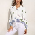 thumbnail image 3 of Hydrangea Purple Floral Long Sleeve Blouse Woman Streetwear Casual Shirts Summer Oversize Woman Streetwear Clothing Birthday Present, 3 of 7