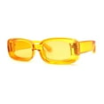 thumbnail image 2 of Womens Mod Thick Plastic Narrow Rectangle Bold Rich Sunglasses Orange, 2 of 4