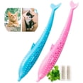 thumbnail image 1 of Cats Toothbrush, Cat Fish Shape Toothbrush, Toothbrush for Cats, Chewing Tooth Cleaning Toy Eco-Friendly Silicone Molar Stick, Catnip Toy, 2 Pack, 1 of 7