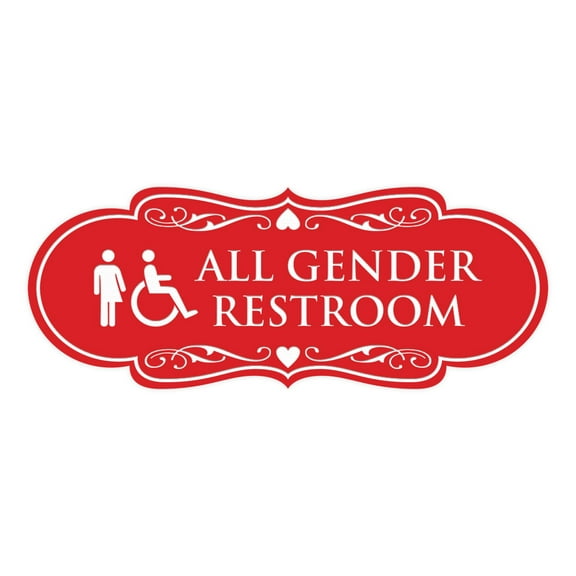 Signs ByLITA Designer All Gender Room Restroom Sign (Red) - Large