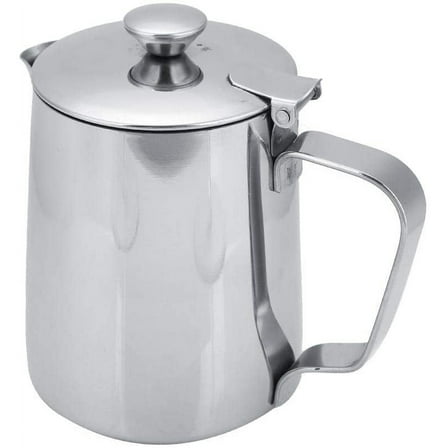 ABCISI Milk Frother Cup, Stainless Steel Milk Frother Steamer Cup with Lid Coffee Cup Mug for Espresso Coffee Cappuccino Latte Art for Office Kitchen(350mL)