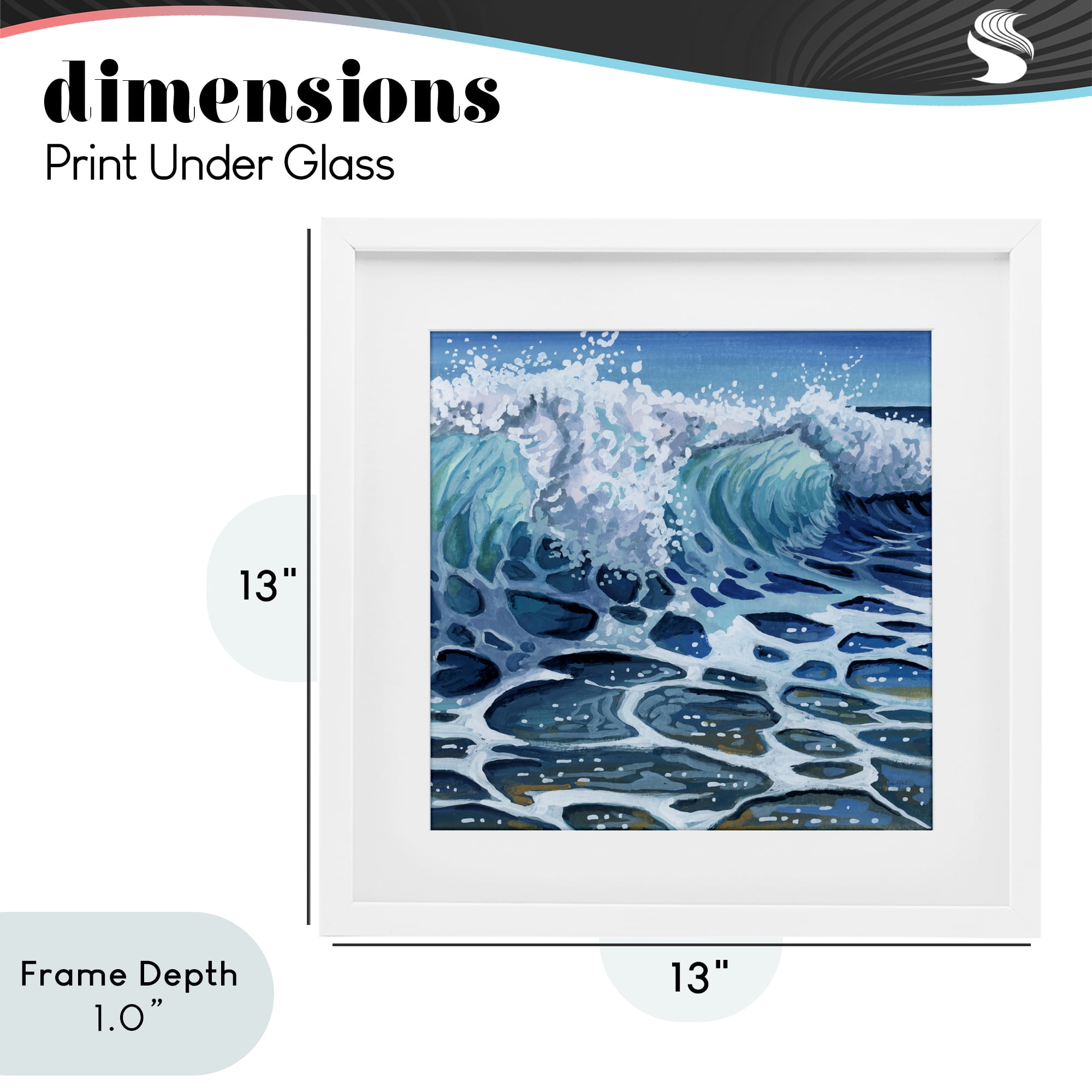 Stupell Industries Strong Crashing Waves on Beach White Framed Print Under Glass, design by Kate Jarvik Birch