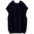 thumbnail image 2 of zaveiop Women's Clearance Sales Spring and Summer Models Loose Medium-Length SleeveLess Jacket Hooded Waistcoat Sweater (Black, XL), 2 of 4