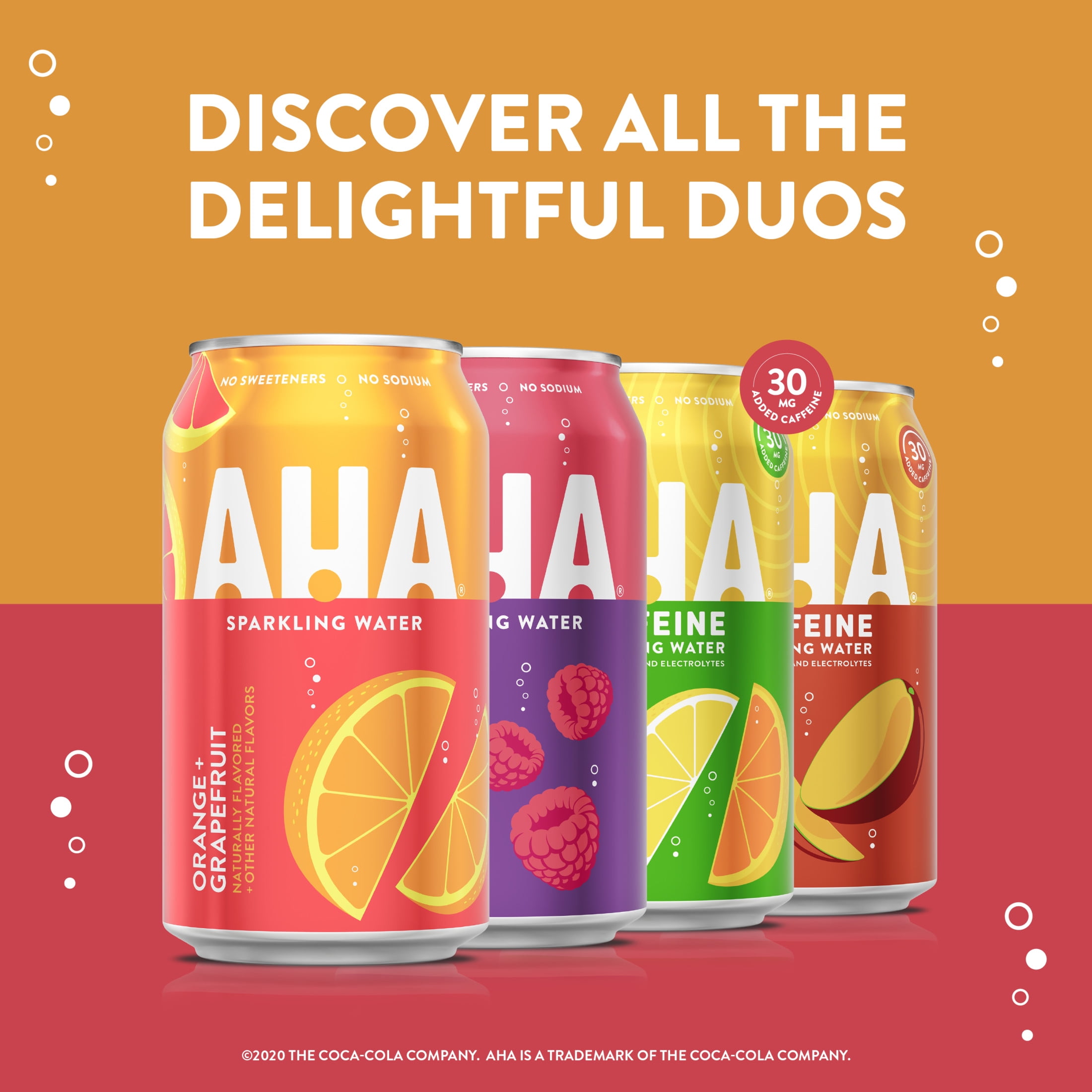 AHA Mango and Black Tea Sparkling Water, 12 fl oz, 8 Cans