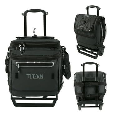Titan by Arctic Zone 60 Can Collapsible Cooler with Wheels, Basalt Black, 48 QT