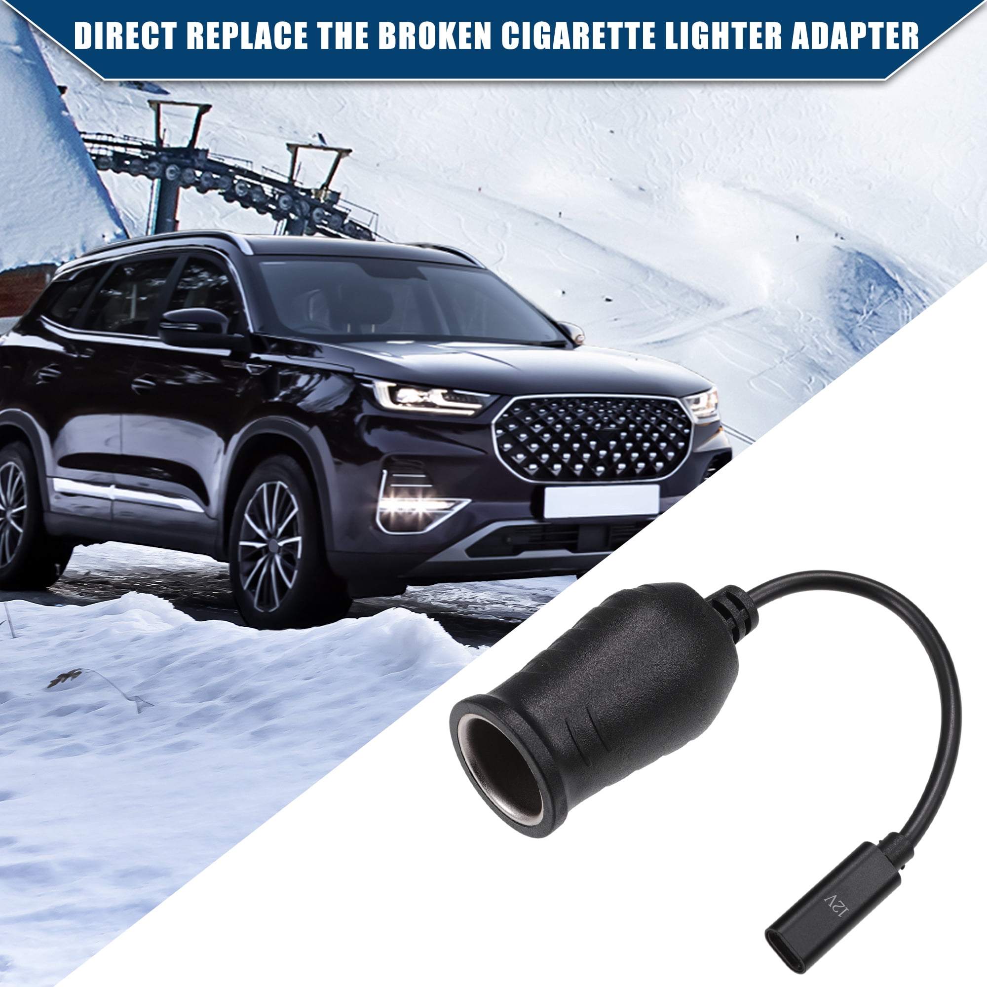 Unique Bargains 12V Cigarette Lighter Adapter USB  Converter Cable for RV0.19m Black