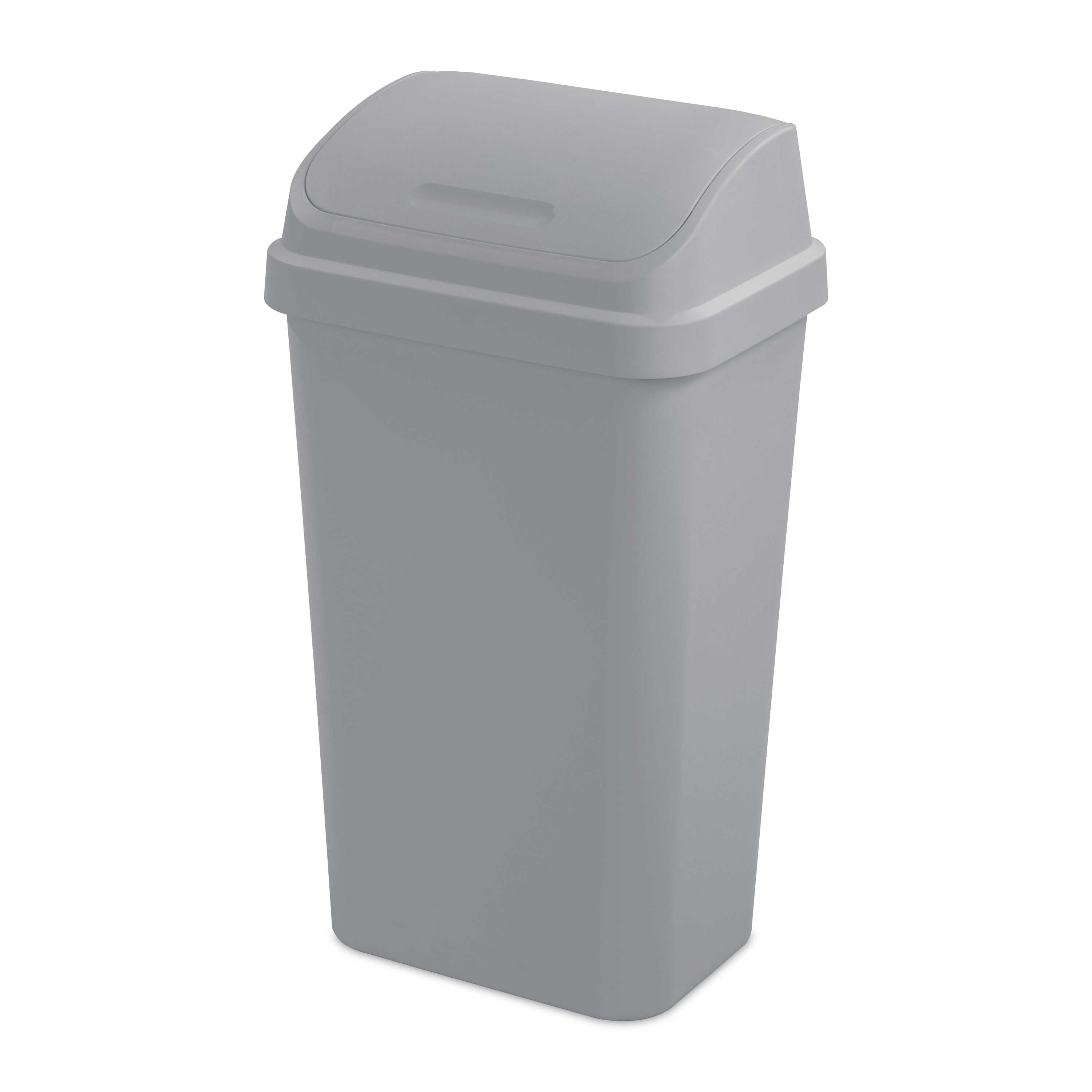 Sterilite 13 Gallon Trash Can, Plastic Swing Top Kitchen Trash Can, Grey