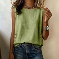 thumbnail image 4 of Women's Sleeveless Tank Tops Summer Cotton Linen Button Decor Side Slit Casual Loose Vests by Yigetop Green L, 4 of 5