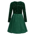 thumbnail image 4 of YiZYiF Girls Long Sleeve Sparkle Princess Wedding Birthday Party Elegant Dress High Waist A Line Dresses Green 4, 4 of 5