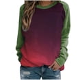 thumbnail image 1 of Yuyuzo Chandails en Molleton à Manches Longues Col Rond Simples pour Femmes 2025, Imprimé Tendance Décontracté, Tunique Raglan Fine, Vert, 1 of 3