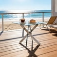 thumbnail image 3 of Noble House Square Dining Table,Glass Dining Table,cross-shaped electroplated iron legs,Chrome, 3 of 10