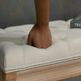 thumbnail image 3 of Modern Wood Fabric Bench with Upholstered Button Tufted Padded Seat, Vintage Luxury Entryway Bench, 3 of 8