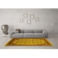 thumbnail image 3 of Ahgly Company Machine Washable Indoor Square Oriental Yellow Industrial Area Rugs, 6' Square, 3 of 4