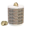thumbnail image 1 of Paisley Piggy Bank, Vintage Oriental Jacquard Ornate Shabby Illustration, Ceramic Coin Bank Money Box for Cash Saving, 3.6" X 3.2", Redwood and Blue Grey, by Ambesonne, 1 of 4