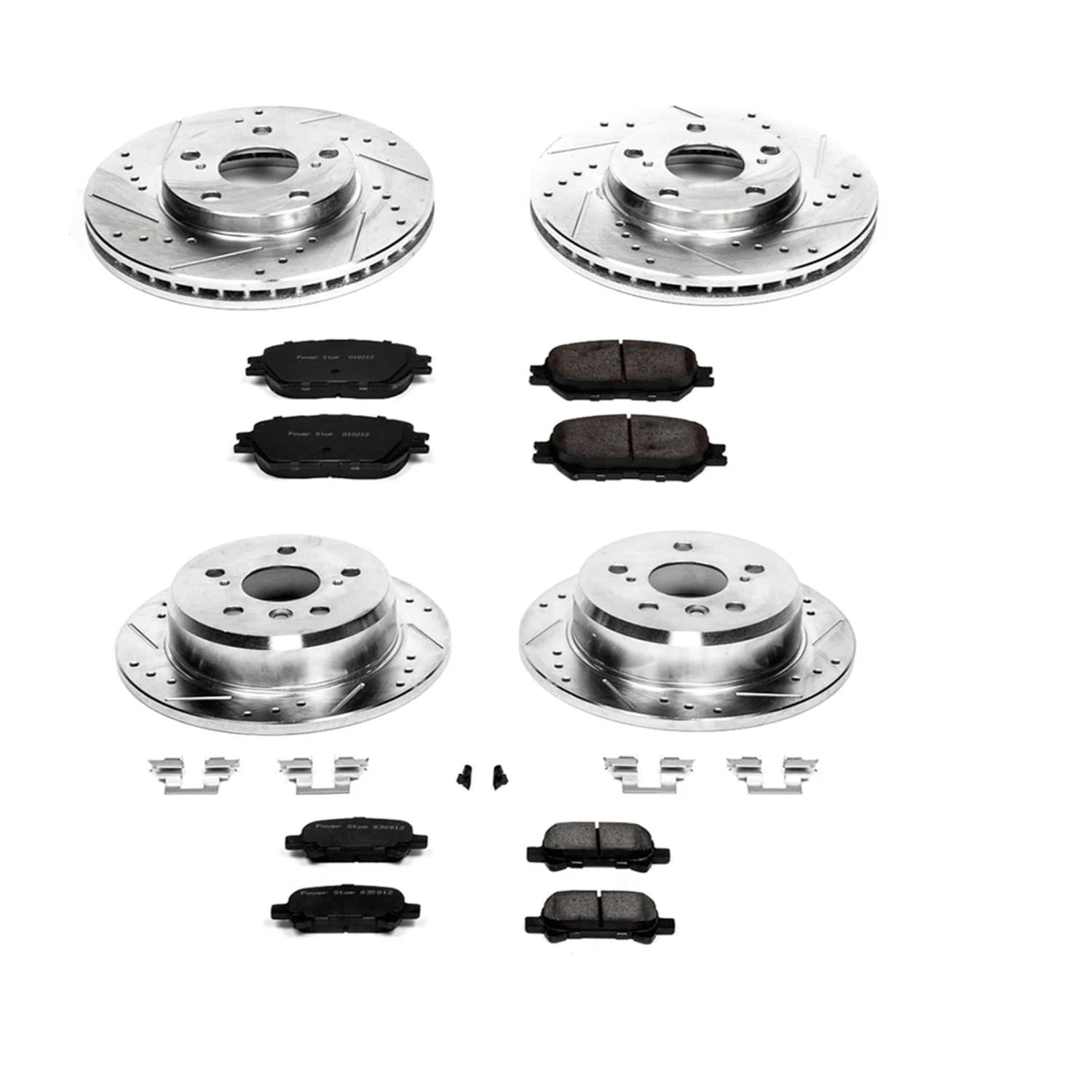 PowerStop Front and Rear Z23 Evolution Sport Carbon-Fiber Ceramic Brake Pad and Drilled & Slotted Rotor Kit Fits: TOYOTA Select Models K1065