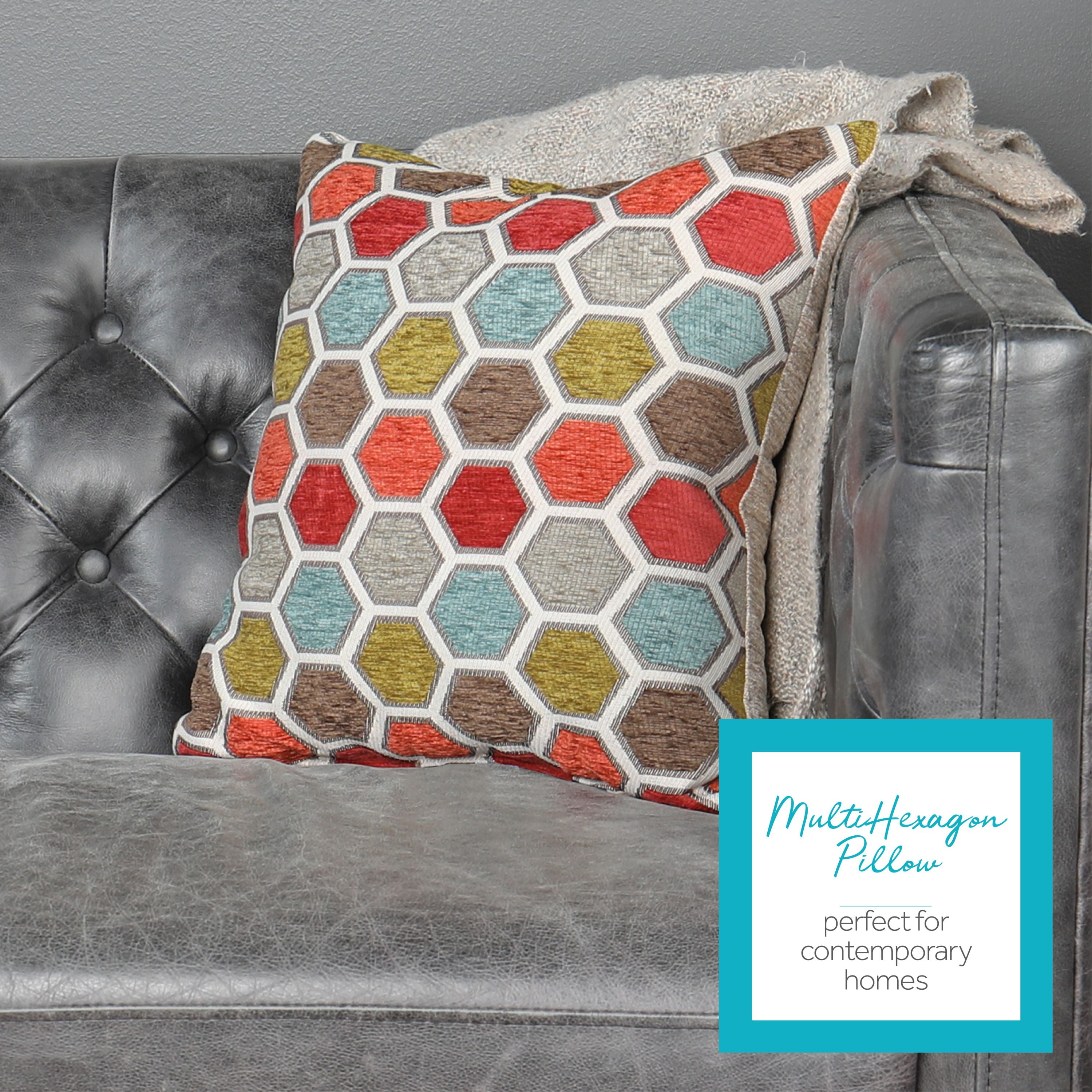 Better Homes & Gardens Multi Hexagon Decorative Throw Pillow, 18" x 18", Multi