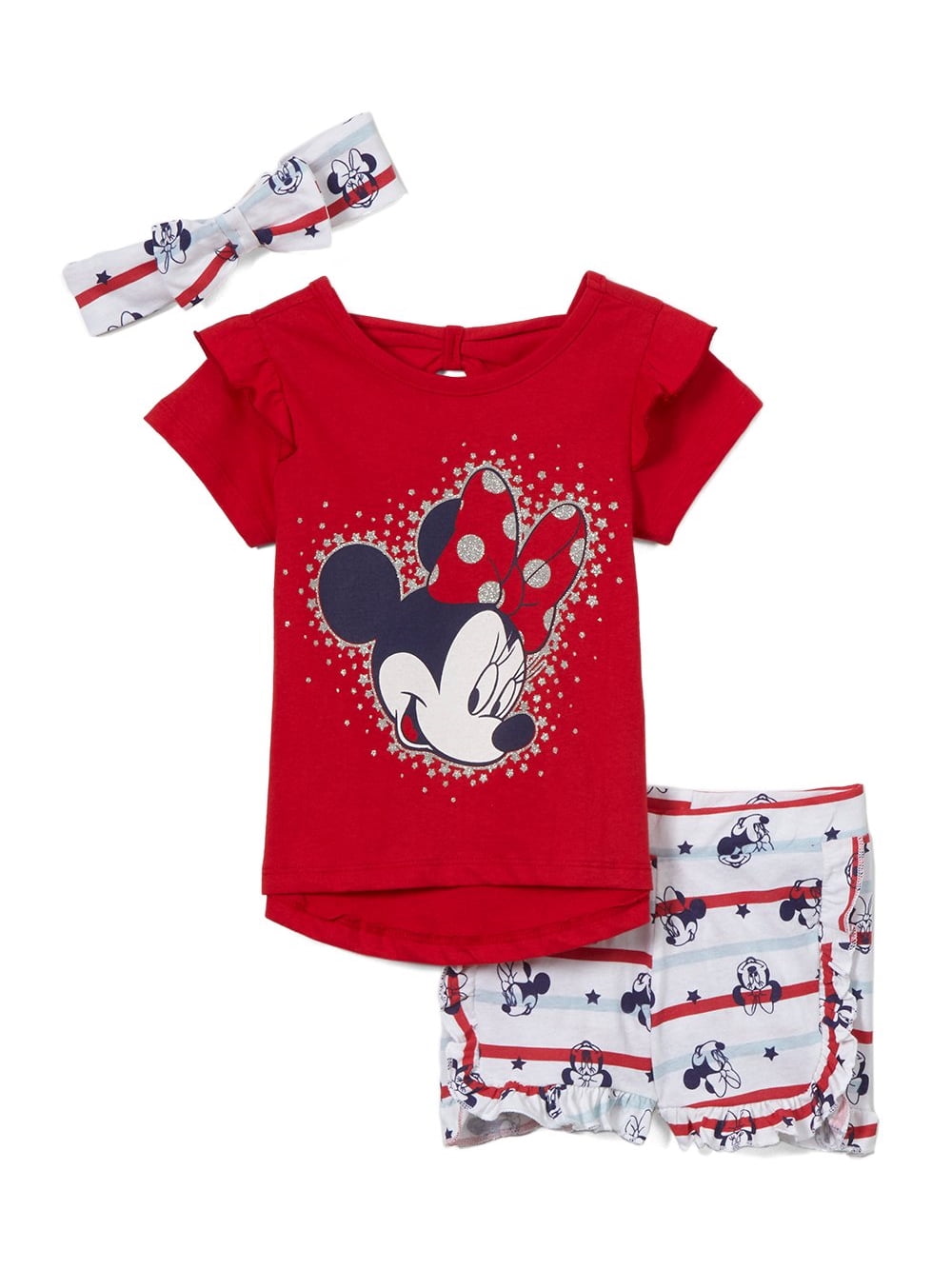 Disney Girls' Minnie Mouse Ruffle Shorts Set with Headband (Toddler ...