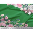 thumbnail image 2 of Soimoi Tissu en Jersey de Coton Vert Imprimé Floral Ranunculus & Chrysanthème 1 Yard 64 Pouces de Large, 2 of 5