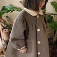 thumbnail image 4 of Beautyzll Toddler Baby Girls Winter Stripes Coat Dress 2-11Y Kids Lapel Collar Coats Long Jackets, 4 of 6