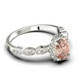 thumbnail image 2 of Art Deco 1.75 Carat Oval Cut Morganite And Diamond Moissanite Classic Engagement Ring, Halo Wedding Ring in 10k Solid White Gold, Gift For Her Gift For Wife, Promise Ring, Anniversary Ring, 2 of 3
