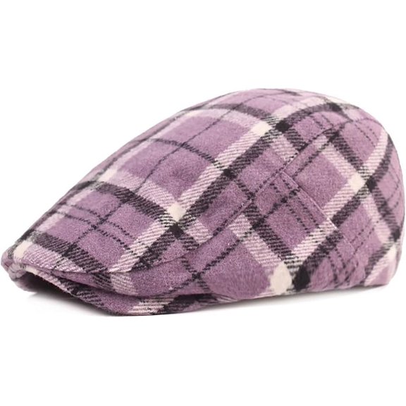 YooGuoGuo Men Women's Plaid Newsboy Hats for Fall Winter Outerwear Warm Purple Ivy Cap Golf Visor Hat