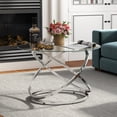 thumbnail image 2 of ASYA Modern Glass Coffee Table, 32’’ Round Center Table for Living Room, Chrome, 2 of 14
