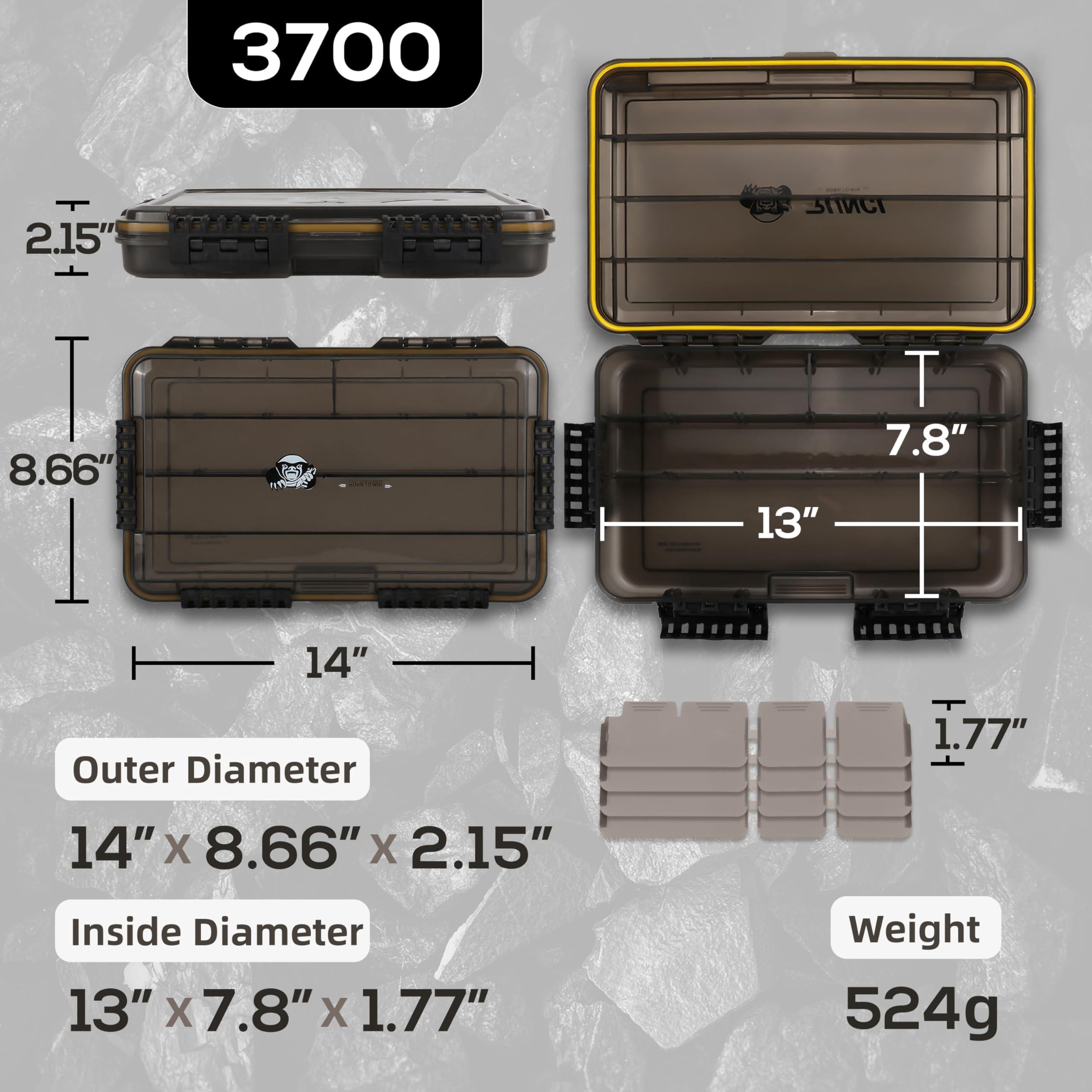 Fishing Tackle Box  Waterproof Tray For Jigs Lures Thicker Floating Utility With Adjustable Dividers 3600/3700/large 3700 Size