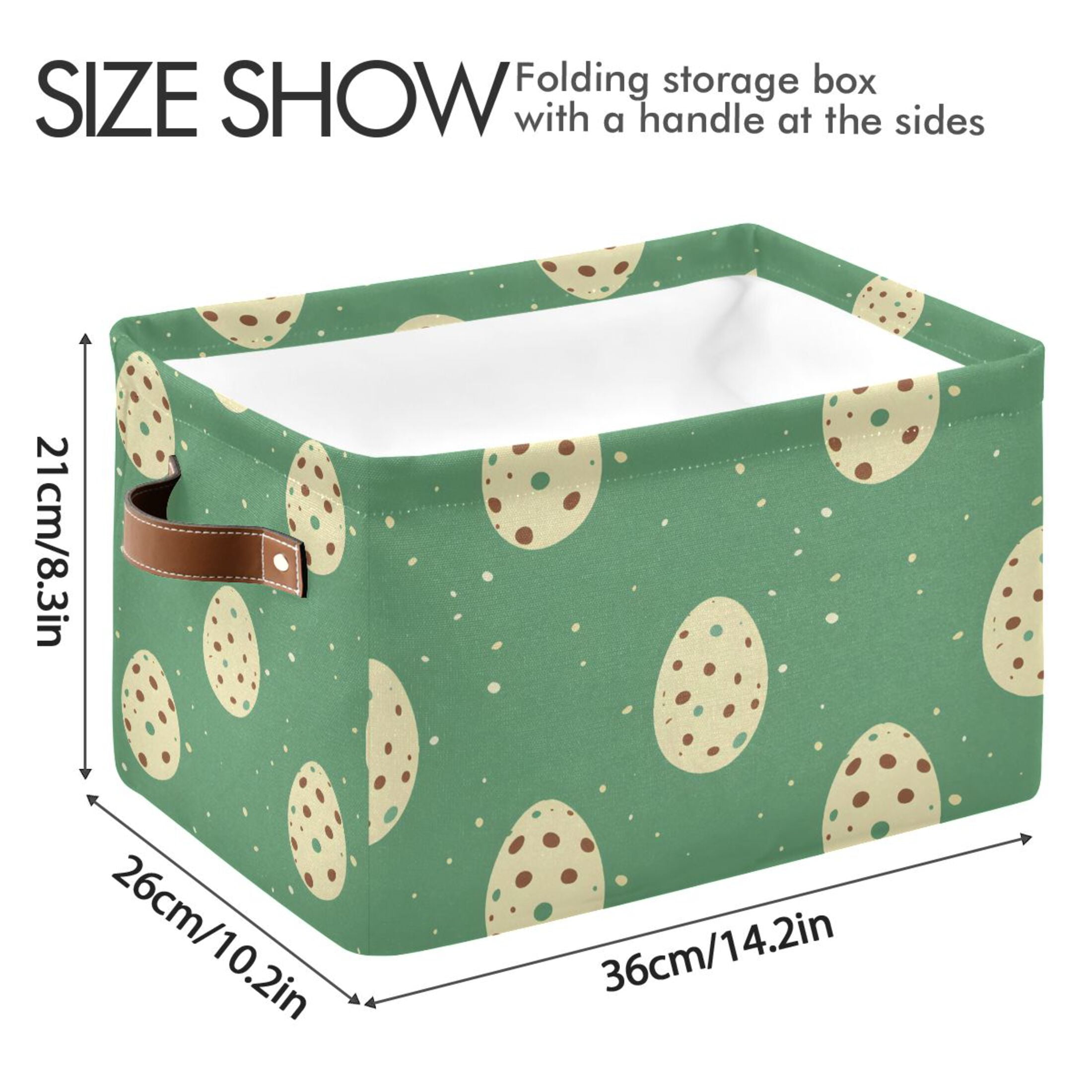 Ryvnso Art Easter Eggs Storage Basket Large Bin Foldable Boxes Toys Organizer 14.2x10.2x8.3in 2 PCs
