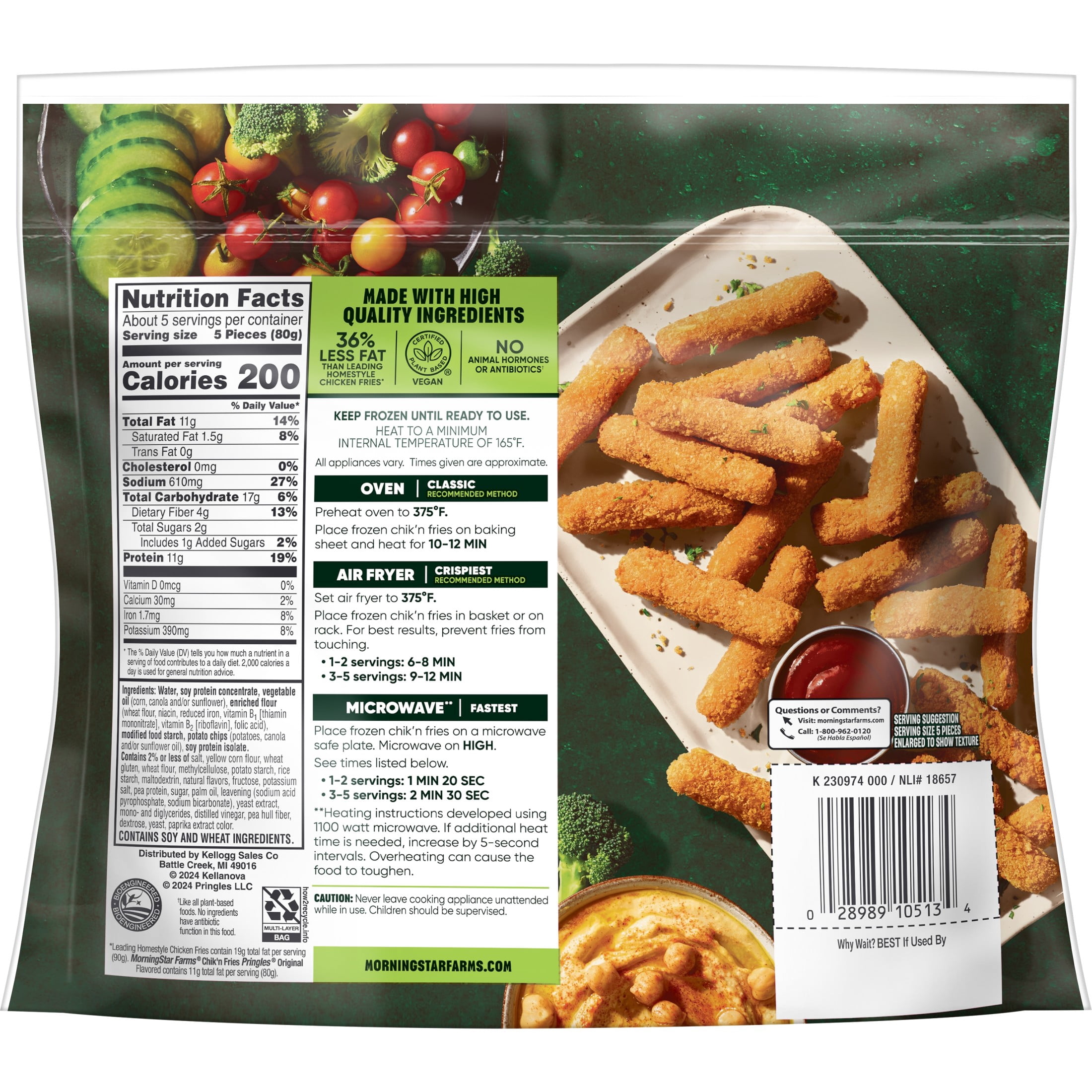 MorningStar Farms Pringles Original Flavor Plant Based Chik'n Fries, Vegan Meat, 13.5 oz Bag