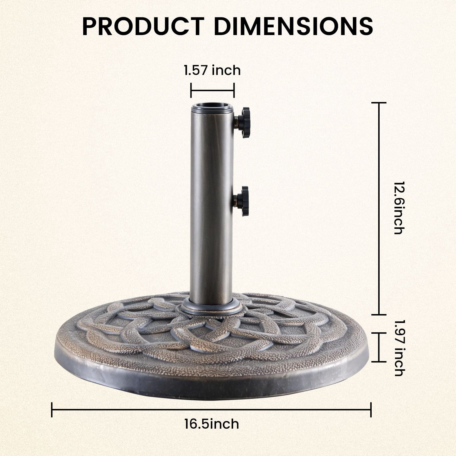 ZHICHUN 30 Lb Round Patio Umbrella Base Resin Stand with Iron Frame Windproof Sunshade Holder