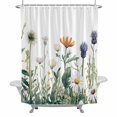 thumbnail image 2 of Wildflower Shower Curtain for Bathroom Decor, Daisy Floral Leaves Farmhouse Pastoral Waterproof Fabric Shower Curtain, 48"x72" Set with 12 Hooks, 2 of 9
