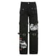 thumbnail image 1 of Pantalones Prolriy para mujer, vaqueros de calle, estampados para mujer, pantalones de pierna ancha con lazo, pantalones góticos lavados de tiro bajo, pantalones de mujer negros S, 1 of 8