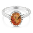 thumbnail image 3 of Gem Stone King 10K White Gold Twilight Orange Mystic Quartz and White Diamond Women Ring (1.94 Cttw, Oval 9X7MM,), 3 of 5