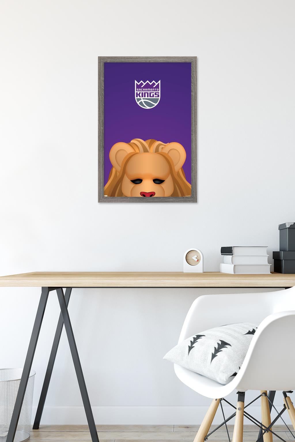 NBA Sacramento Kings - S. Preston Mascot Slamson 23 Wall Poster, 14.725" x 22.375" Framed