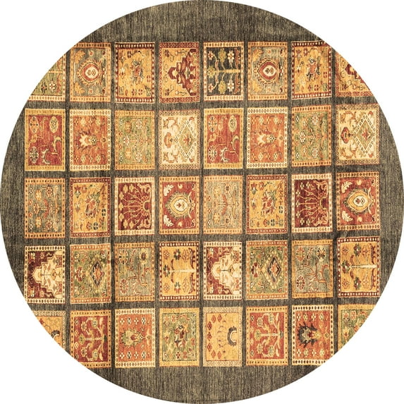 Ahgly Company Indoor Round Abstract Brown Modern Area Rugs, 6' Round
