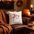 thumbnail image 4 of sruoe Halloween Cute Ghost Plush Throw Pillow Cover 17.71in, Halloween Square Cushion Case, Cute Halloween Decor for Sofa, Bedroom, Indoor Home Layout, 4 of 8