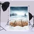 thumbnail image 1 of EREHome Tissu Polyester 5x7ft Fond de Noël Rétro Conseil Neige Noël Photographie Fond, 1 of 2