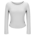 thumbnail image 4 of Posijego Women's Spring Long Sleeve Shirts Trendy Going out Tops Cute Flare Sleeve Tight Slim Crop T-Shirts, 4 of 7