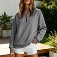 thumbnail image 2 of Sweatshirt for Women Pullover Lightweight Quarter Zip Collar Long Sleeved Loose No Hoodies Sweatshirt, 2 of 7