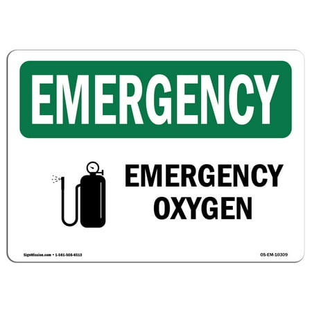 Emergency Oxygen Unit (OSHA EMERGENCY Sign - Oxygen | Choose from: Aluminum, Rigid Plastic or Vinyl Label Decal | Protect Your Business, Construction Site, Warehouse & Shop Area | Made in the)