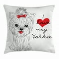 thumbnail image 1 of Yorkie Throw Pillow Cushion Cover, I Love My Yorkie Cute Terrier with its Tounge Out Adorable Yorkshire Terrier, Decorative Square Accent Pillow Case, 20 X 20 Inches, Black White Red, by Ambesonne, 1 of 2