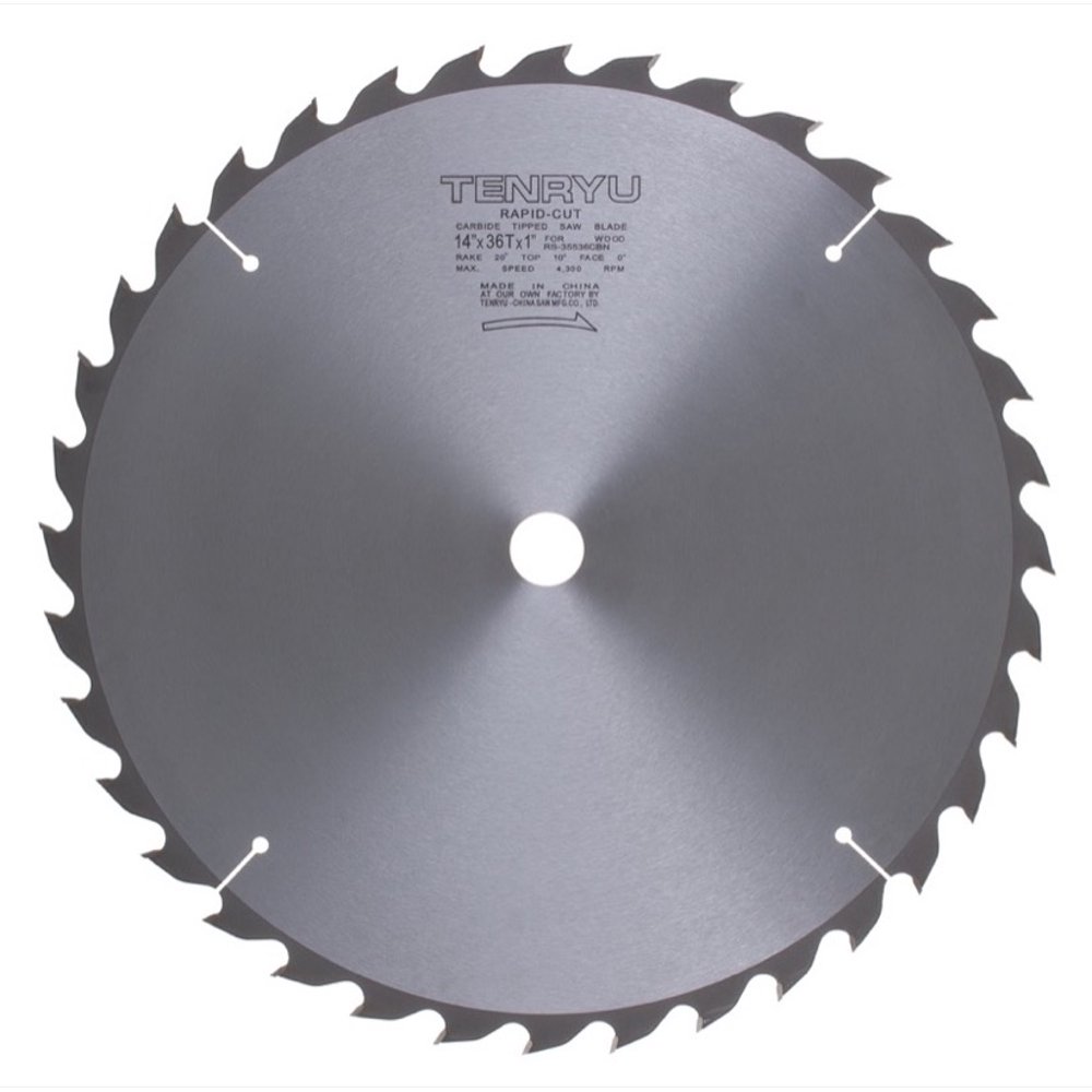 Tenryu RS35536CBN 14" RapidCut Industrial Saw Blade 36T 1" Arbor